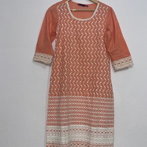 Peach Chikankari Kurta