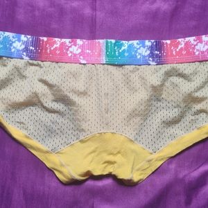 Netted Yellow Briefs With Multi Coloured Band