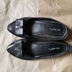 Black Leather Flats