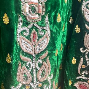 Bridal Green Red Coloured Lehenga Without Cancan