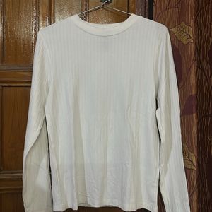 White Ribbed Top For Women