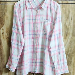 Pink & White Cotton Shirt Size-46