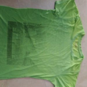 Green Colour Cotton Tshirt