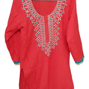 Red Embroidery Kurti