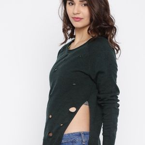 ONLY Women Green Solid Sweater