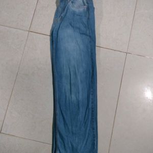 Blue High Waist Straight Fit Denim