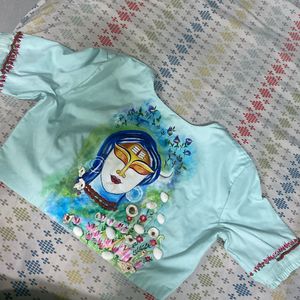 Shiva Om Designer Festive Blouse Hand Painted