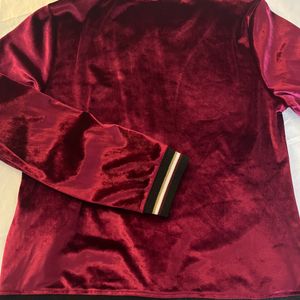 Magenta Velvet Bomber Jacket