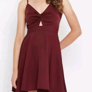 Maroon Fit And Flare Dress