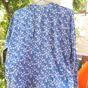 Floral Printed Blue Top