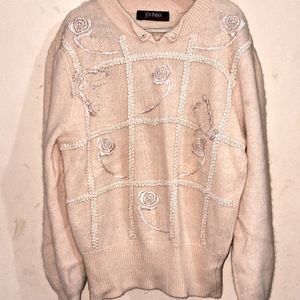 Peach Embroided Sweater