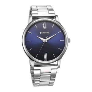 Sonata Aspire Quartz Watch Blue Dial Steel Strap