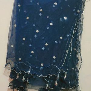 Sea Blue Velvet Suit Salwar With Dupatta 42 Bust