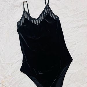 Panelled Velvet Bodysuit