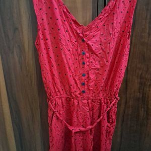 Red Heart Print Jumpsuit