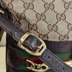 Auth Gucci Horsebit Canvas One Shoulder Bag