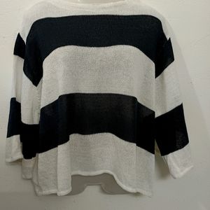 Korean Striped Crop Sweater