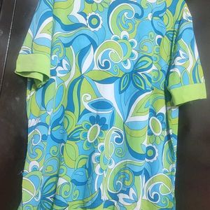 Green & Blue Printed Top For Girl Or Woman 46 Bust