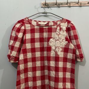 Checkered Red And White Top