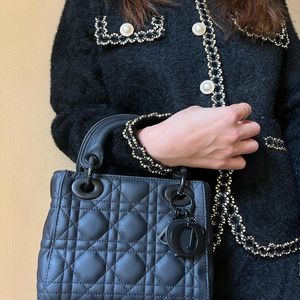 Authentic Lady Dior Small Matte Black Bag