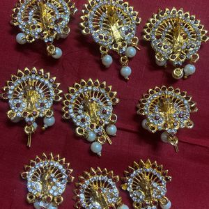 SET OF 9 PEACOCK HAIR PINS