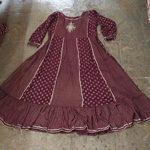 Maroon partywear Heavy Ethnic Kurti