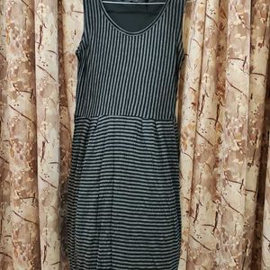 Black Striped Formal Dress