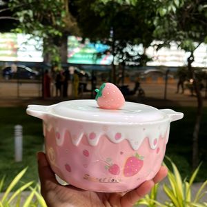 Strawberry Ceramic Ramen Bowl - Pink