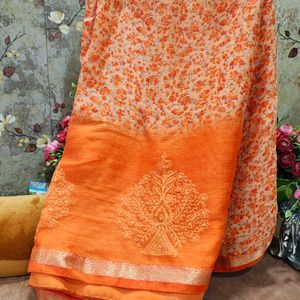 Embroided  Chiffon Saree