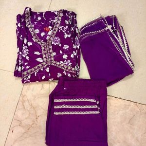 Aliya Cut Kurti Pent Set With Dupatta