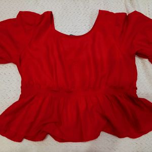 Red Peplum Top For Women