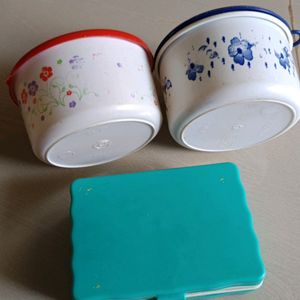 Set Of Plastic Boxes And Tiffin Box