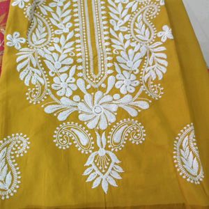 Kurta Fabric Pure Cotton Thread Work