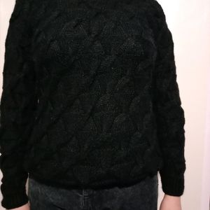 HAND KNITTED BLACK SWEATER