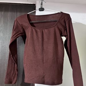 Women Brown Full Sleeves Top