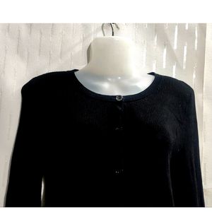 Black Crop Cardigan Sweater For women's