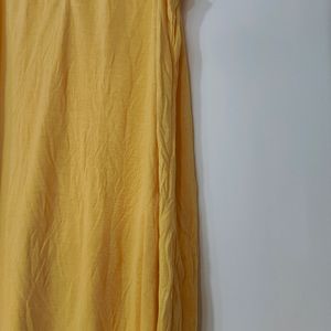 Yellow Long Top With Woven Design At Shoulders