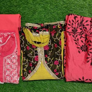 set of 2 kurti and 1 gown