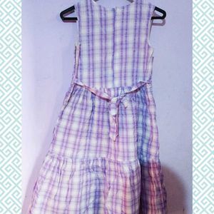 Cute Lavender Check Print Fit & Flare Dress💜