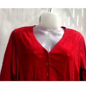 Red Crop Cardigan Sweater for Women's