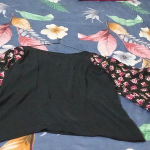 Black Top And Printed Sleeves