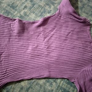 RICH PURPLE RIBBED TOP| FREE SIZE