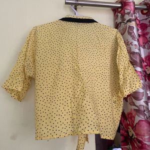 Cute Yellow Polka Dot Crop Top