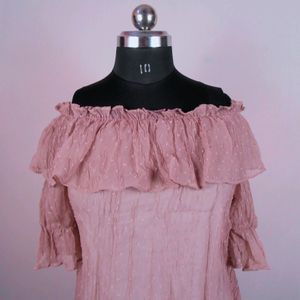 Peach Bardot Top