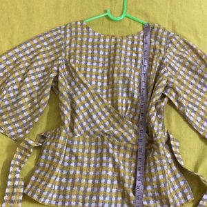 Yellow Checked Top Size M