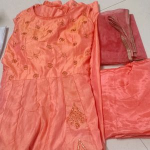 New 🌟 Anarkali Padded Dress With Bottom Dupatta