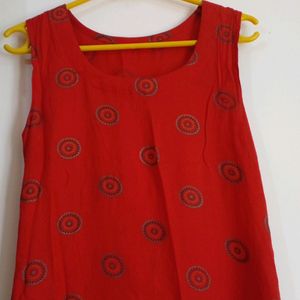 Red Sleeveless Kurti