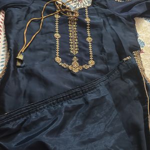 Navy Blue Embroidered Kurta