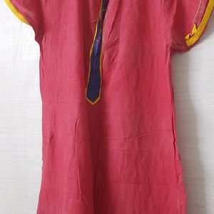 6Kurtas-red,2brown,cream,white base with blue Dot