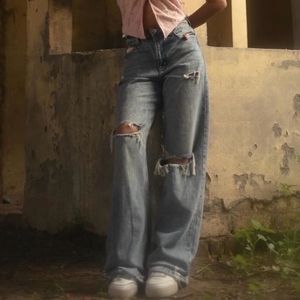 Ripped Wide Leg Jeans